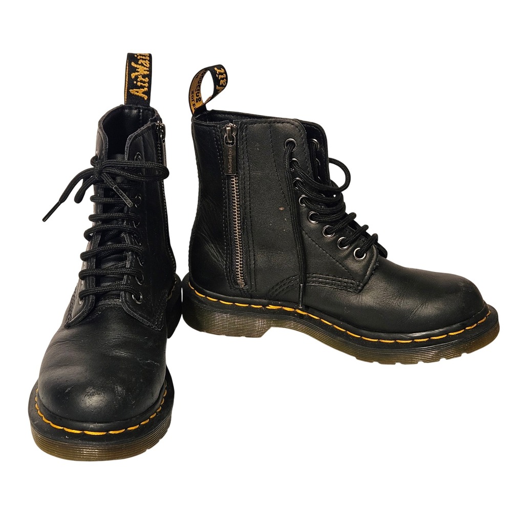 Dr. Martens 1460 Pascal Zip Boots Women 5 Black Leather 8-Eye 23863